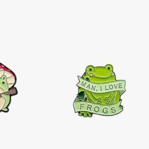 Green 'Man, I Love Frogs' Enamel Pin